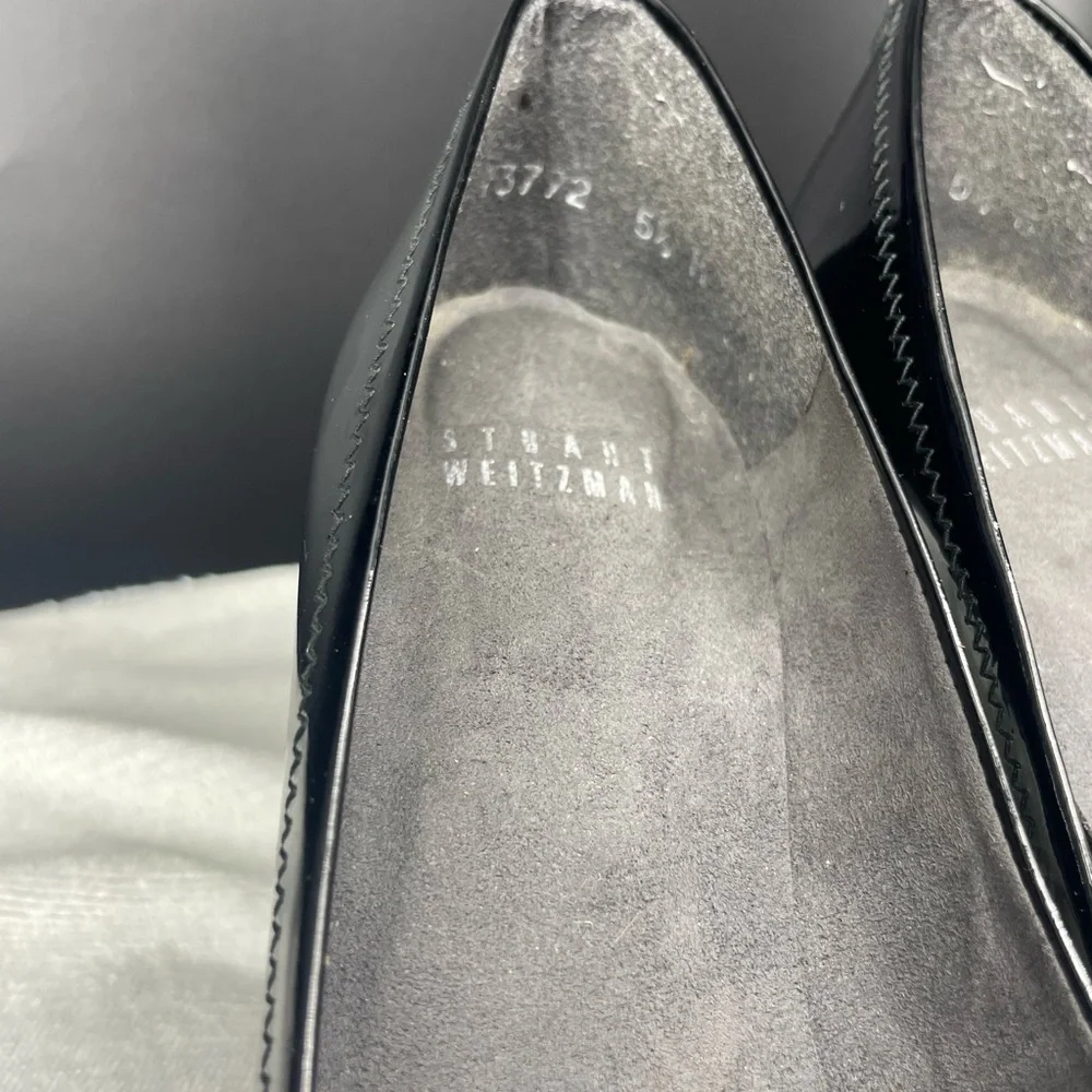 Stuart Weitzman Patent Leather Peep Toe Platform Heels Made in Spain Size 5.5 - Picture 4 of 9